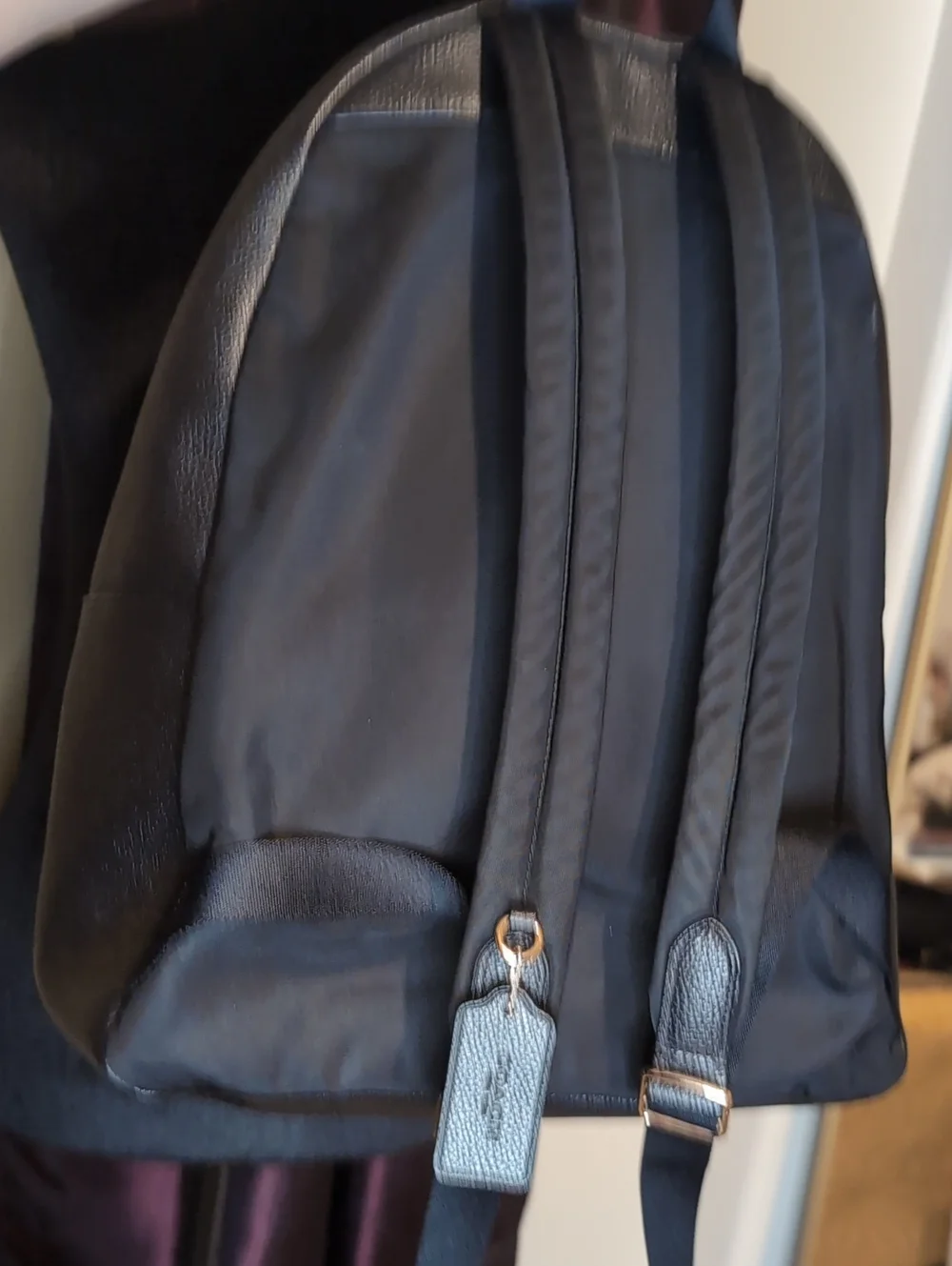Coach Charlie Black Leather Backpack with Gold Hardware